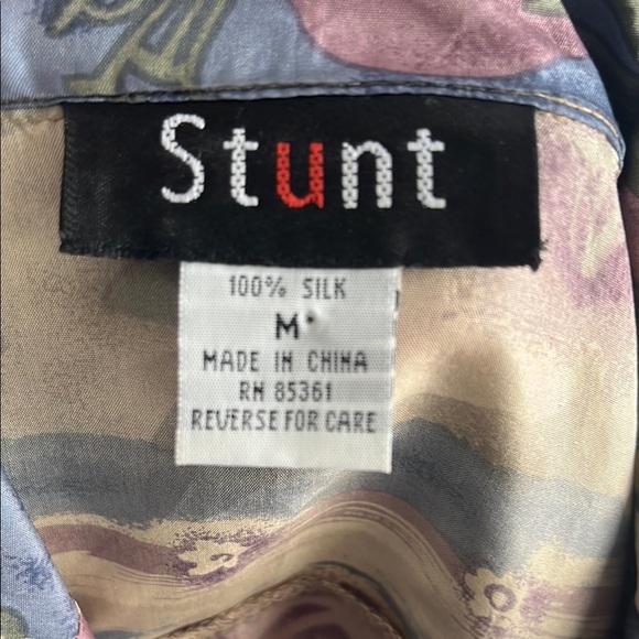 90s 100% silk Blue Purple And Green Blouse - Picture 8 of 8